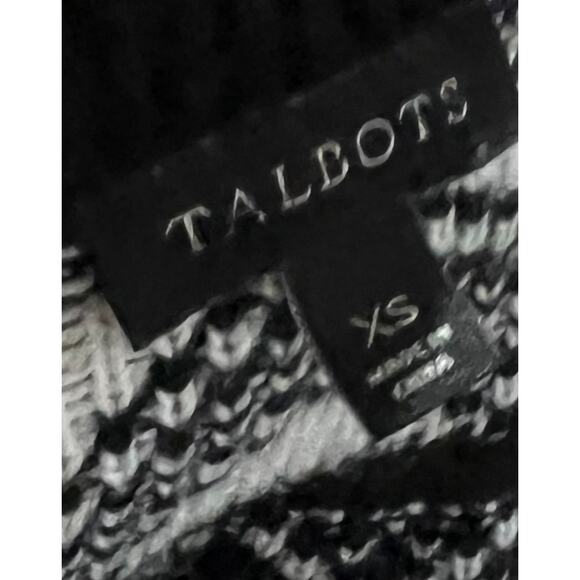 Talbots Snowflake Fair Isle Cardigan Cotton Blend Black & White Women's XS - Picture 8 of 9